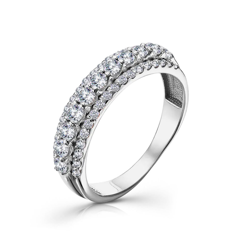 Inel din aur alb cu pietre Cubic Zirconia Incolor