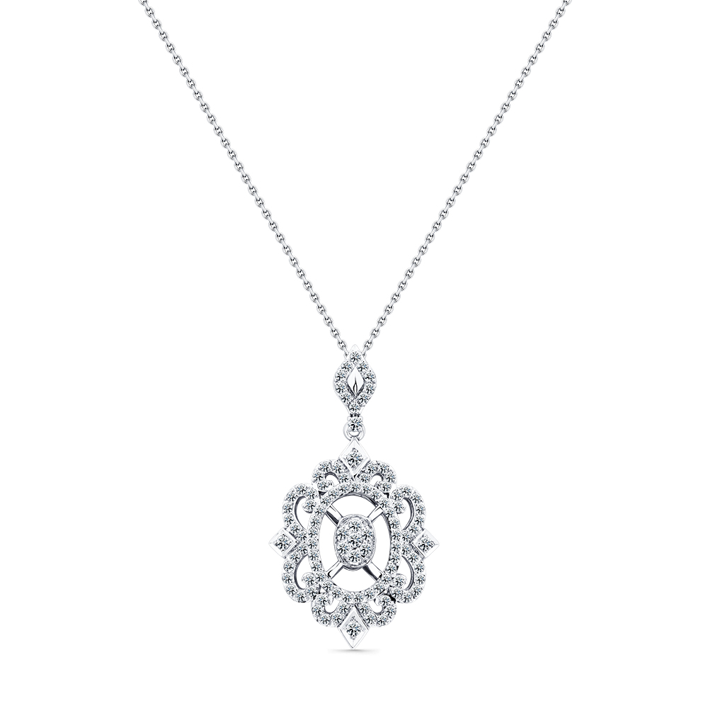 Colier din aur alb cu pietre Diamant