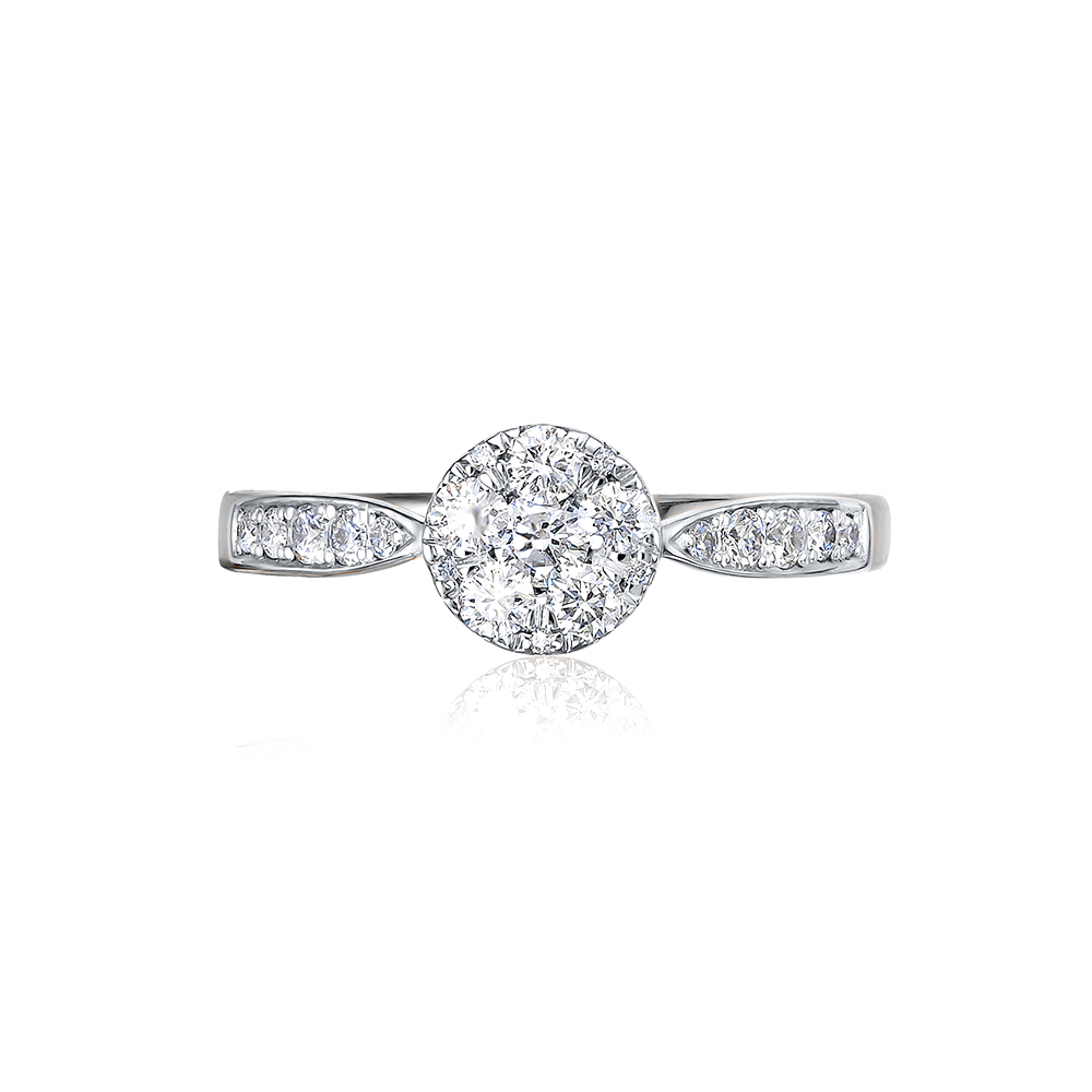 Inel din aur alb cu pietre Diamant