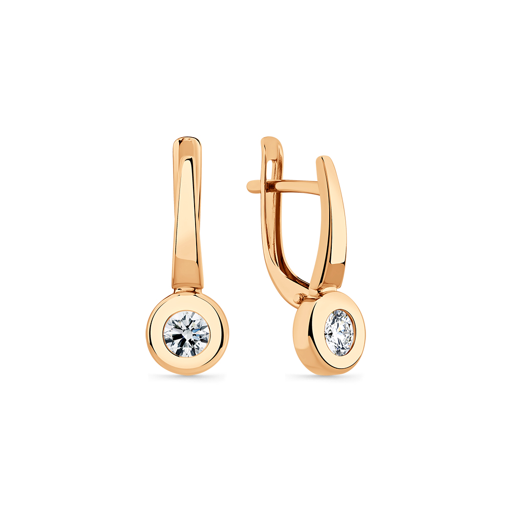 Cercei din aur roșu cu pietre Cubic Zirconia Incolor