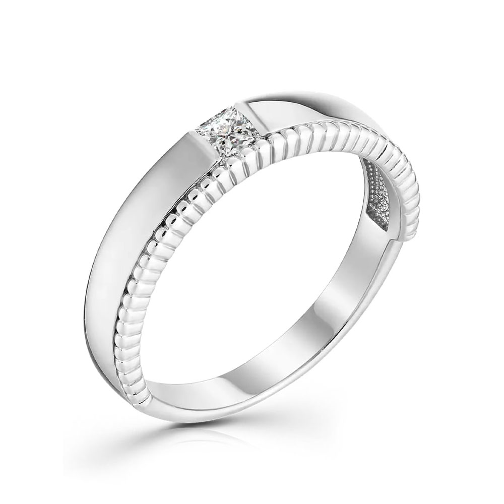 Inel din aur alb cu pietre Cubic Zirconia Incolor