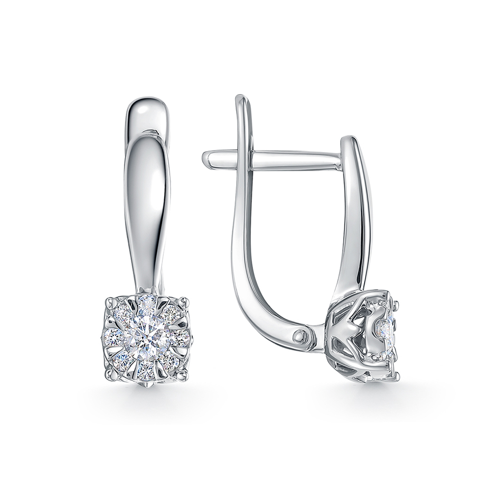 Cercei din aur alb cu pietre Diamant