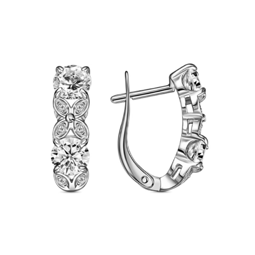 Cercei din argint  cu pietre Cubic Zirconia Incolor
