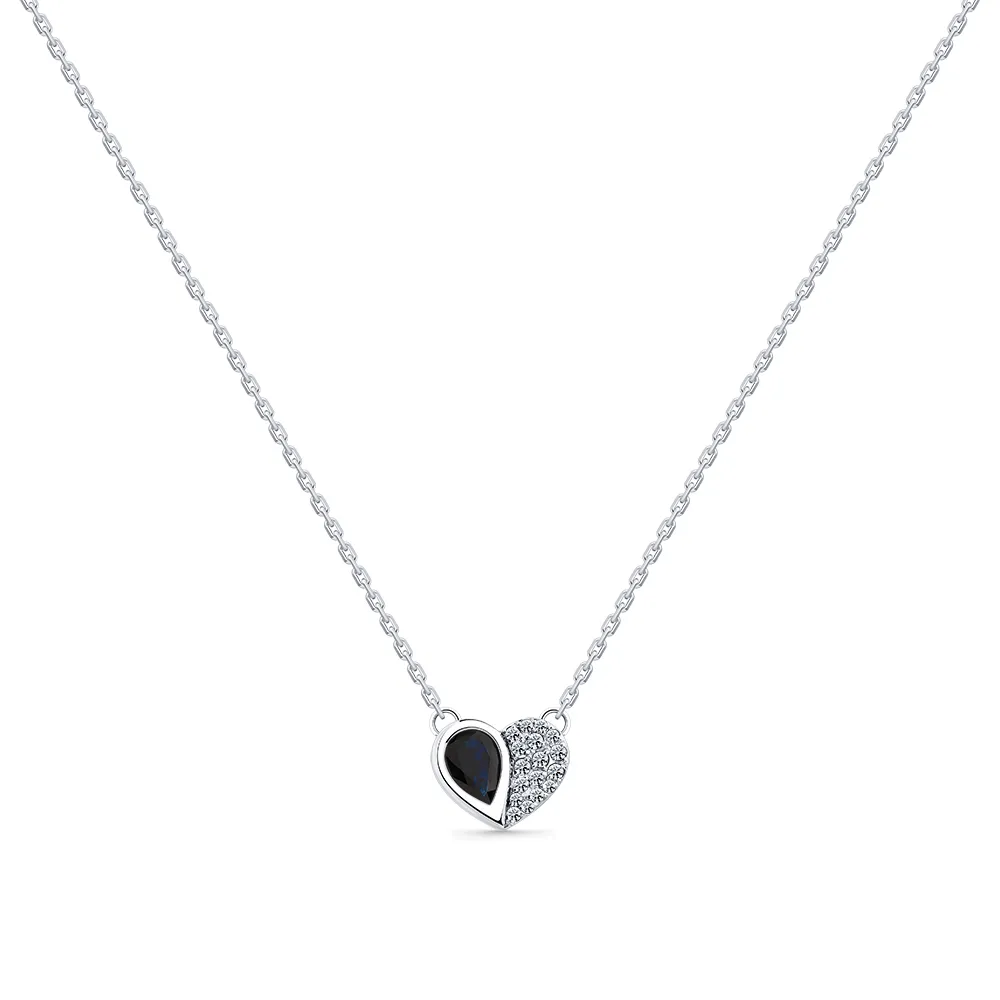 Colier din aur alb cu Diamant, Safir