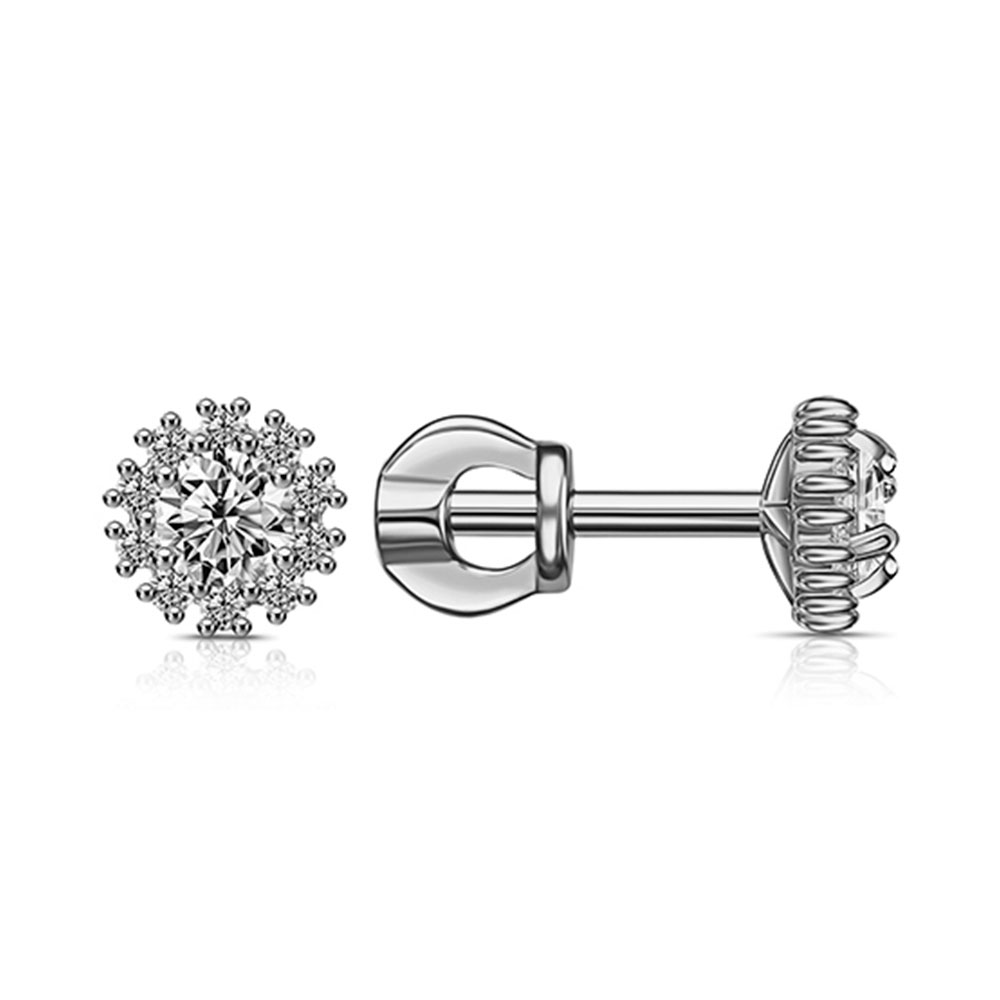Cercei Pusete din argint  cu pietre Cubic Zirconia Incolor