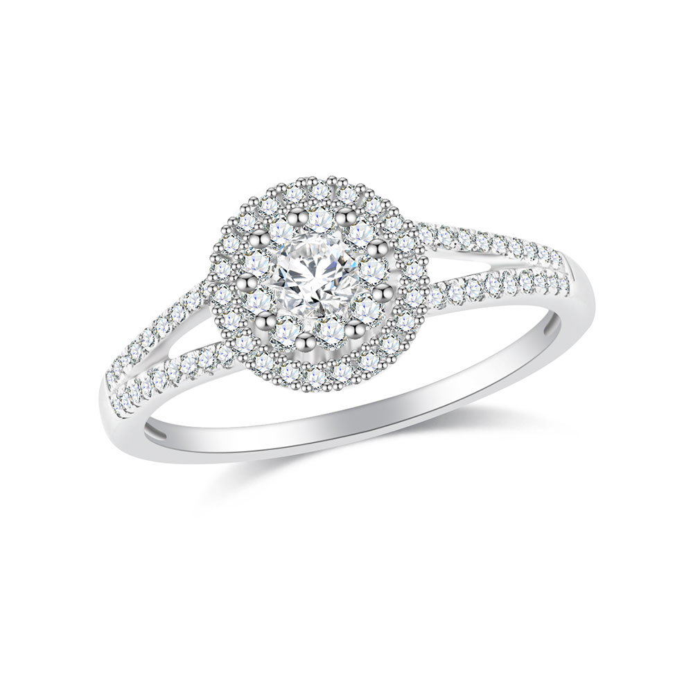 Inel din aur alb cu pietre Diamant