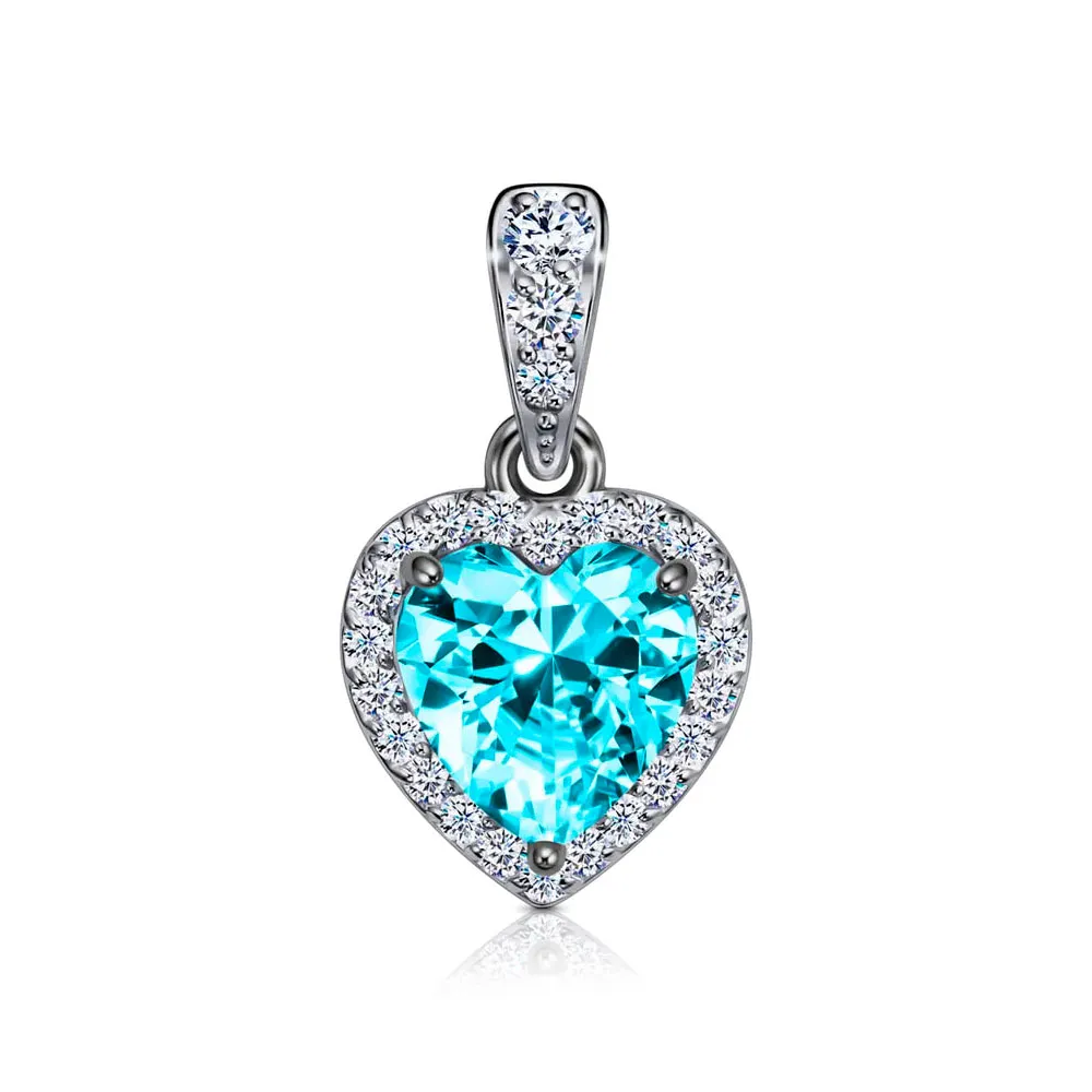 Pandantiv din aur alb cu Cubic Zirconia Incolor, Cubic Zirconia Albastru