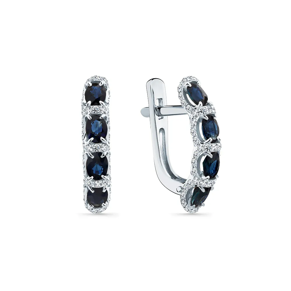 Cercei din aur alb cu Diamant, Safir