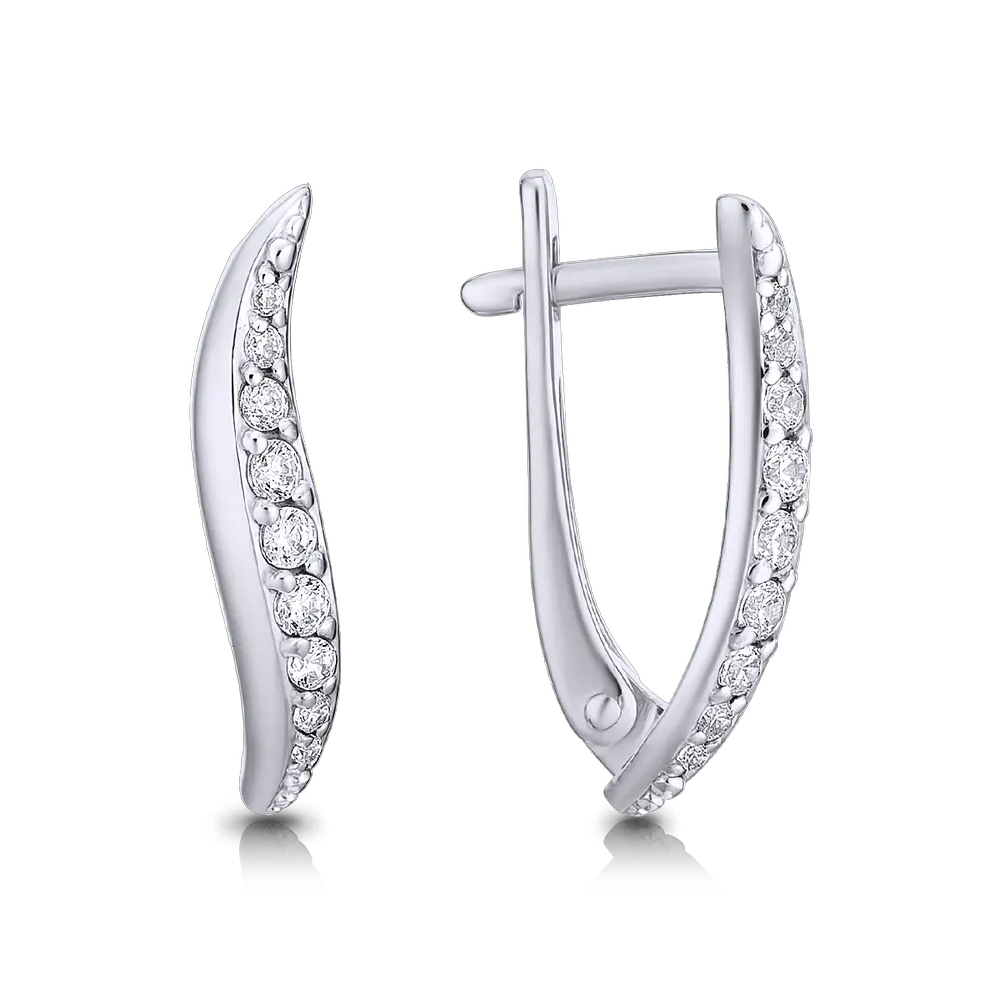 Cercei din aur alb cu pietre Cubic Zirconia Incolor