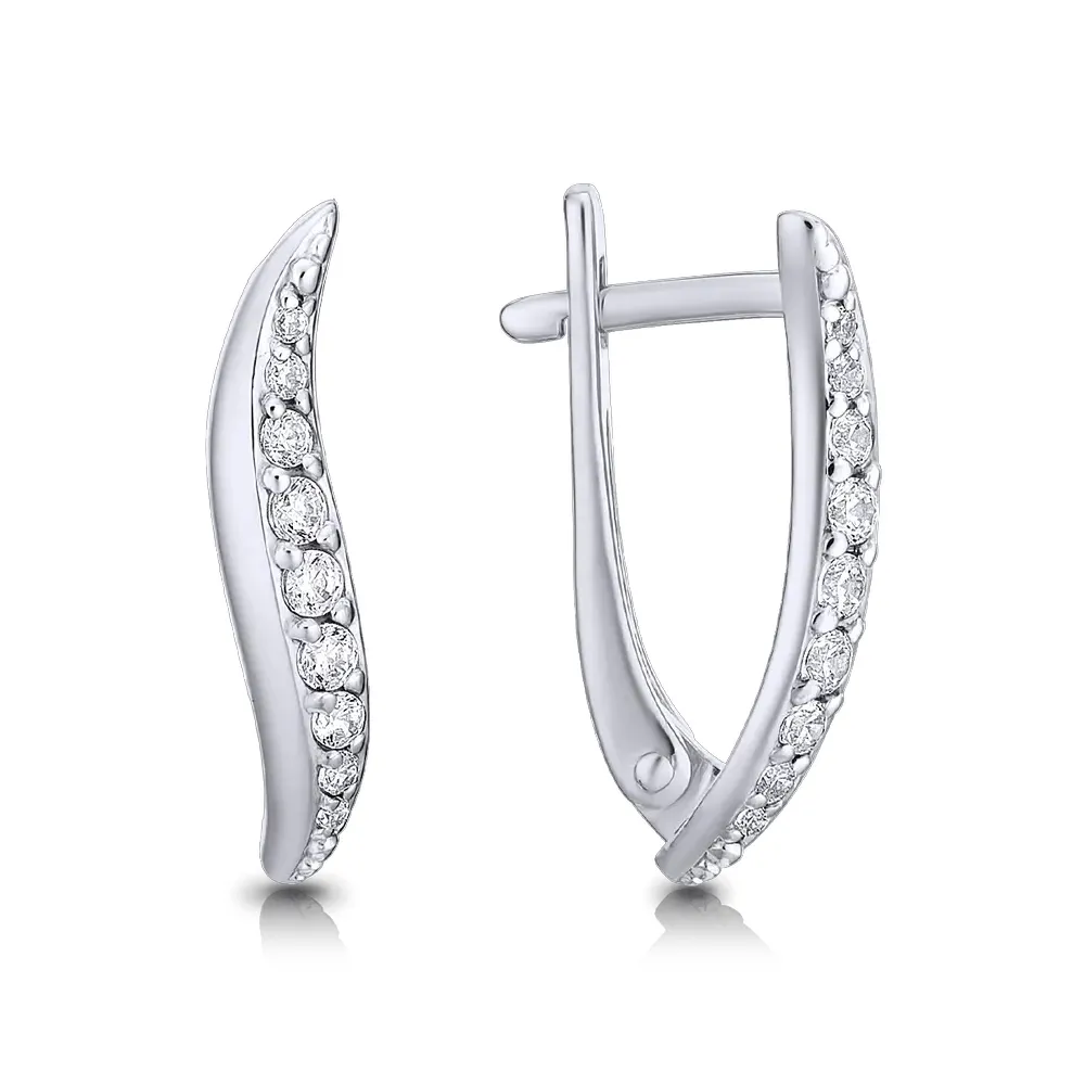 Cercei din aur alb cu Cubic Zirconia Incolor