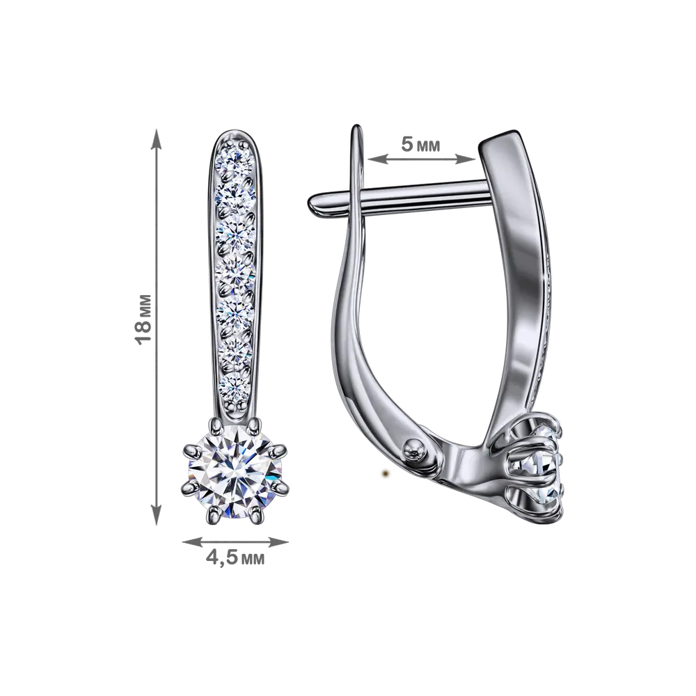 Cercei din aur alb cu pietre Cubic Zirconia Incolor