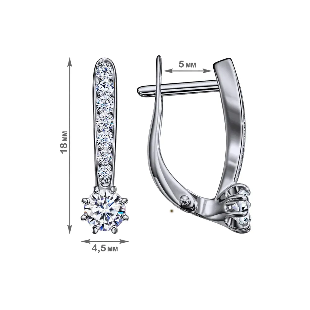 Cercei din aur alb cu Cubic Zirconia Incolor
