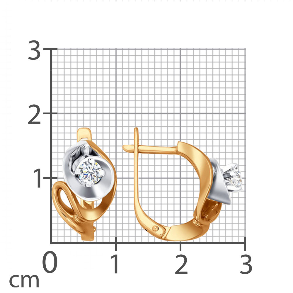 Cercei din aur alb și roșu cu pietre Diamant