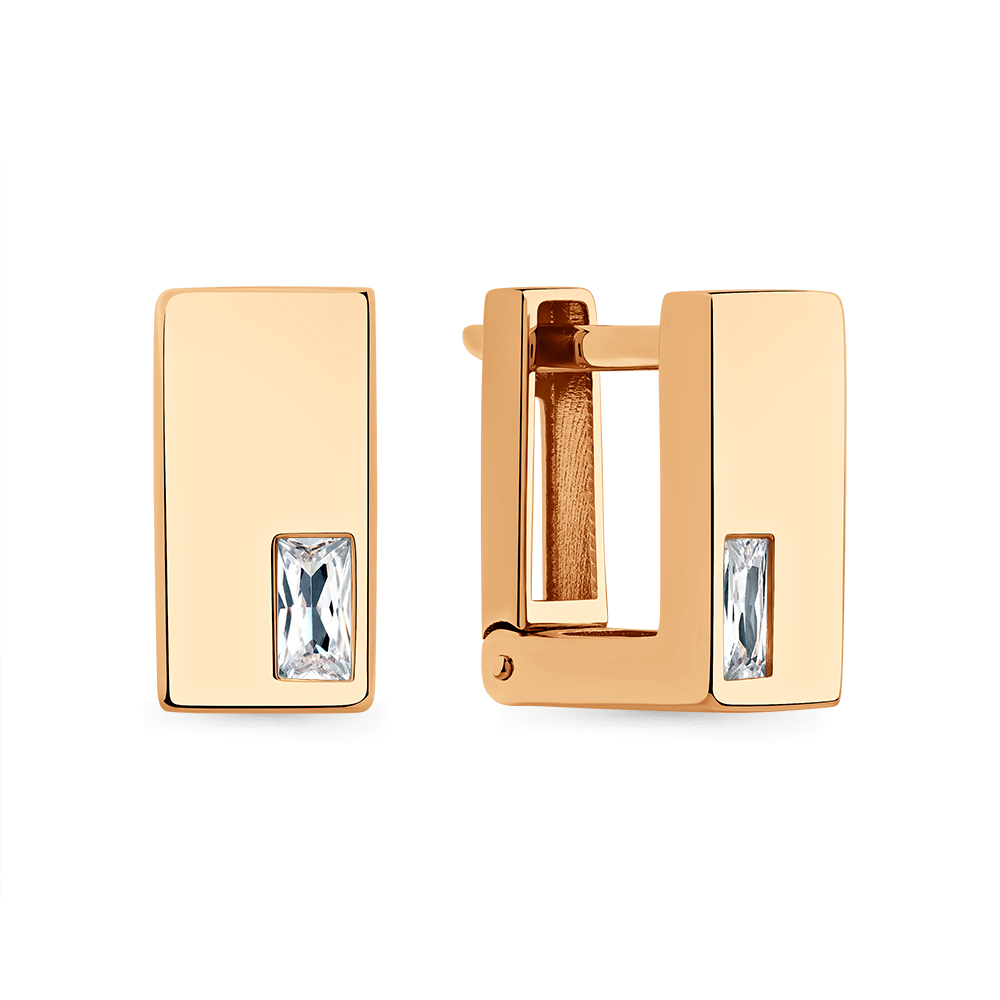 Cercei din aur roșu cu pietre Cubic Zirconia Incolor