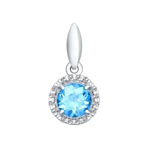 Pandantiv din argint cu Cubic Zirconia Incolor, Topaz albastru