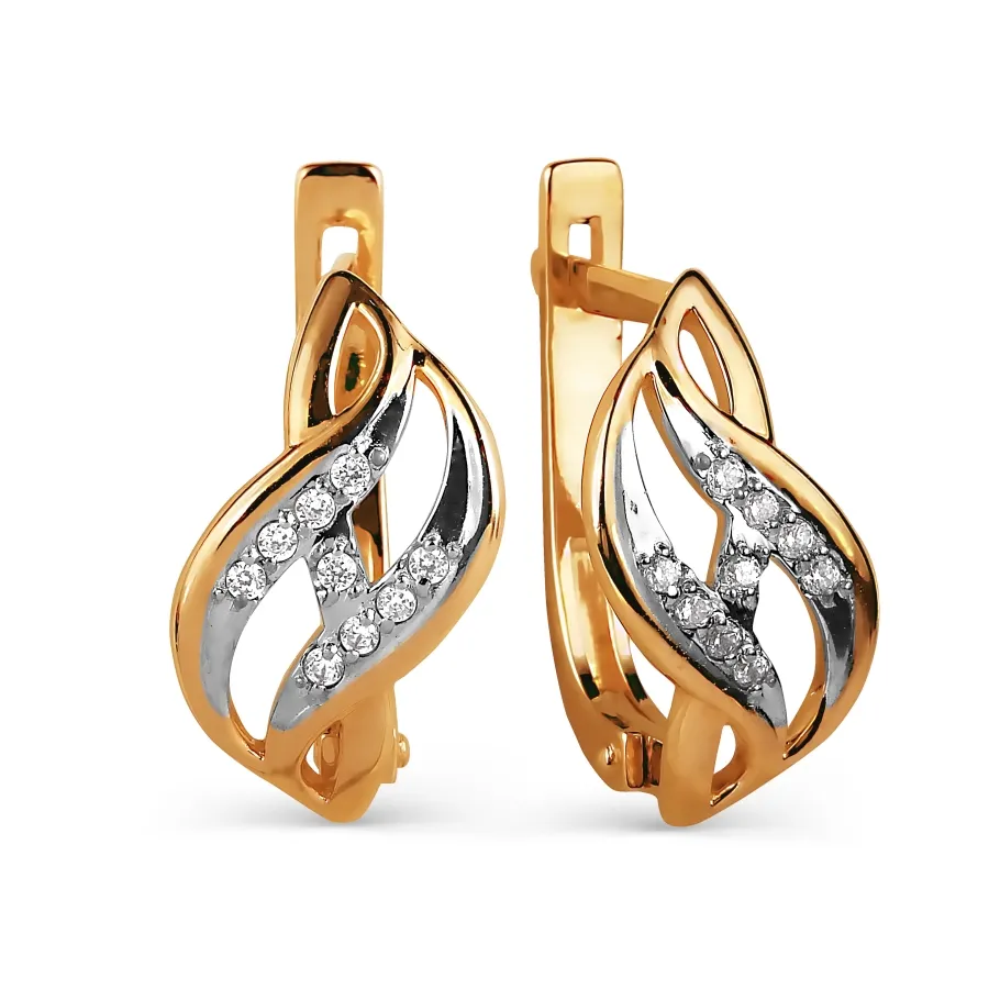 Cercei din aur roșu cu Cubic Zirconia Incolor