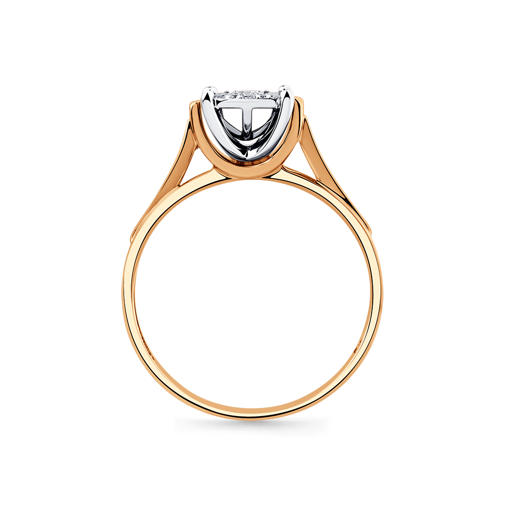 Кольцо из белого и красного золота с камнями Бриллиант