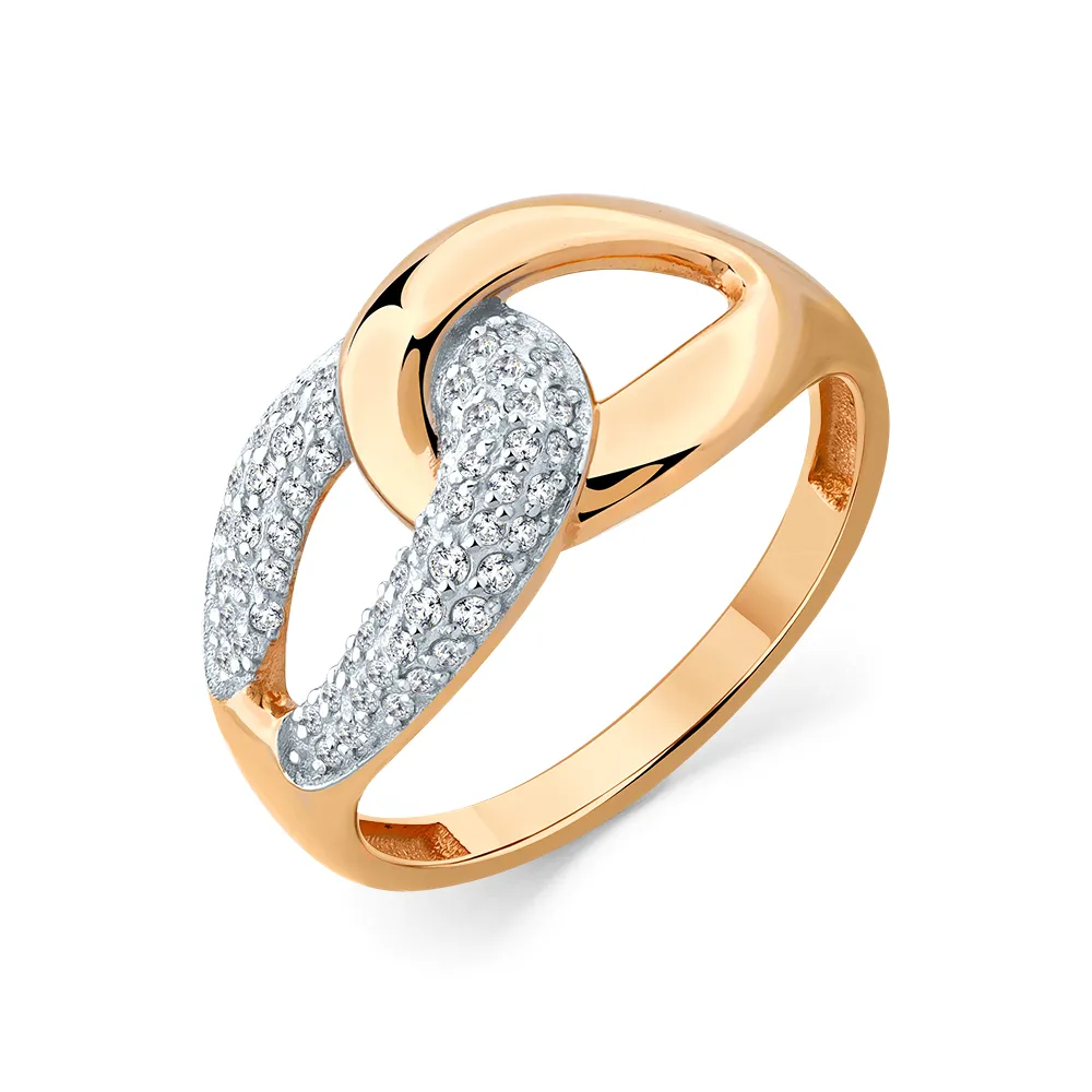 Inel din aur roșu cu Cubic Zirconia Incolor