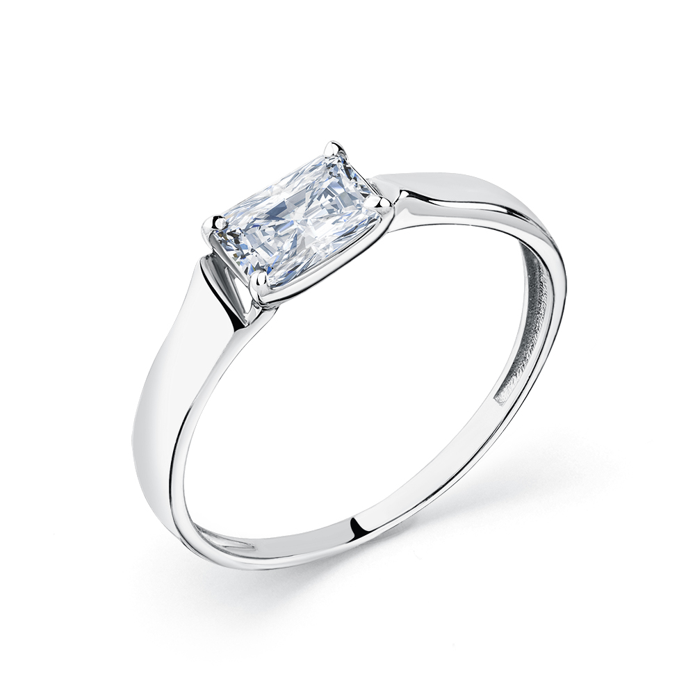 Inel din aur alb cu pietre Cubic Zirconia Incolor