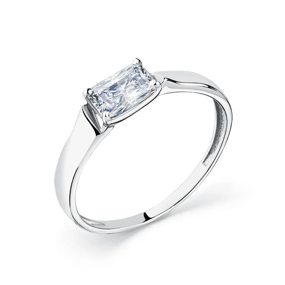 Inel din aur alb cu Cubic Zirconia Incolor