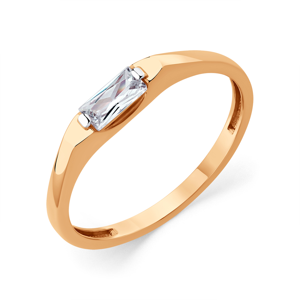 Inel din aur roșu cu Cubic Zirconia Incolor