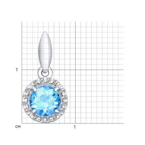 Pandantiv din argint cu Cubic Zirconia Incolor, Topaz albastru