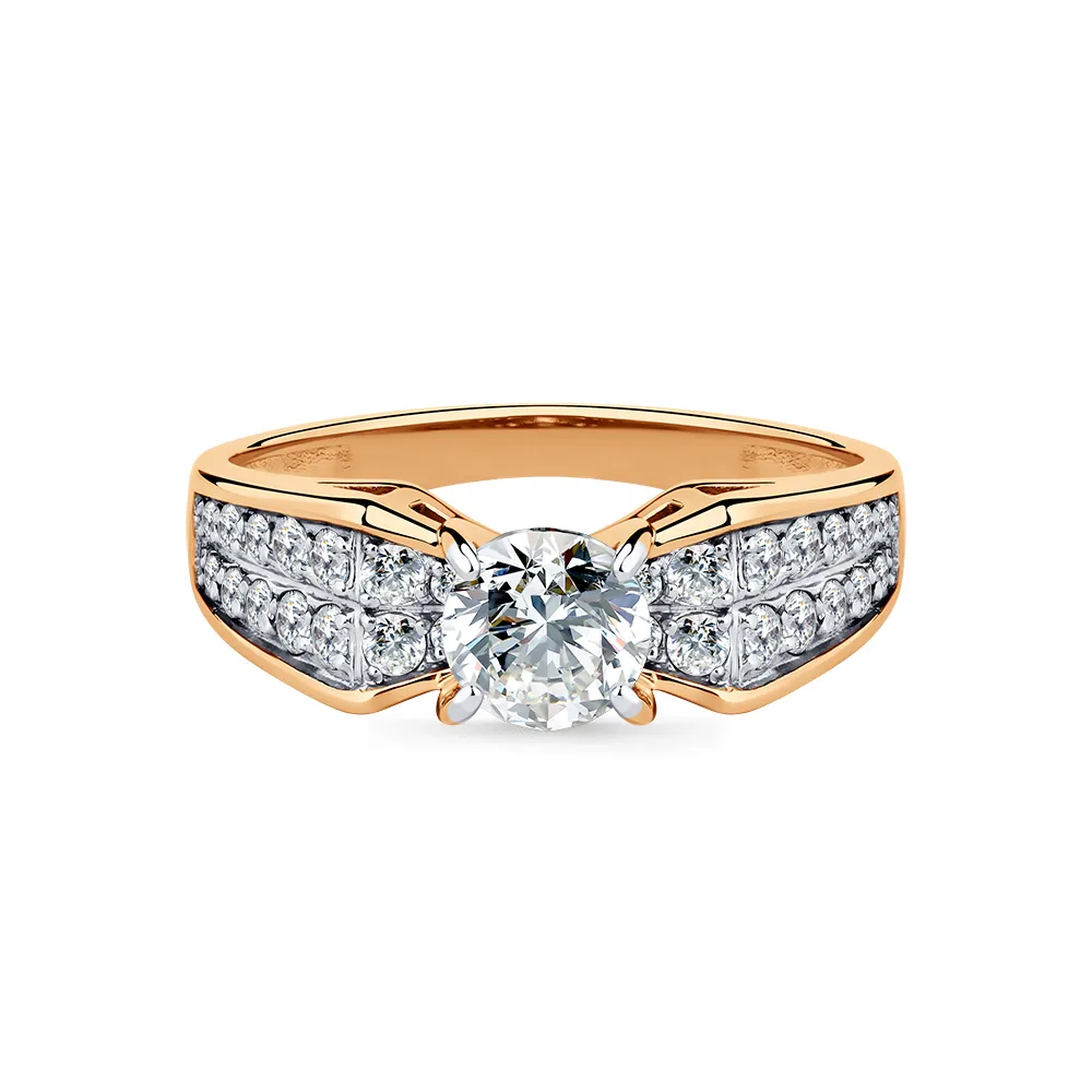 Inel din aur roșu cu Cubic Zirconia Incolor