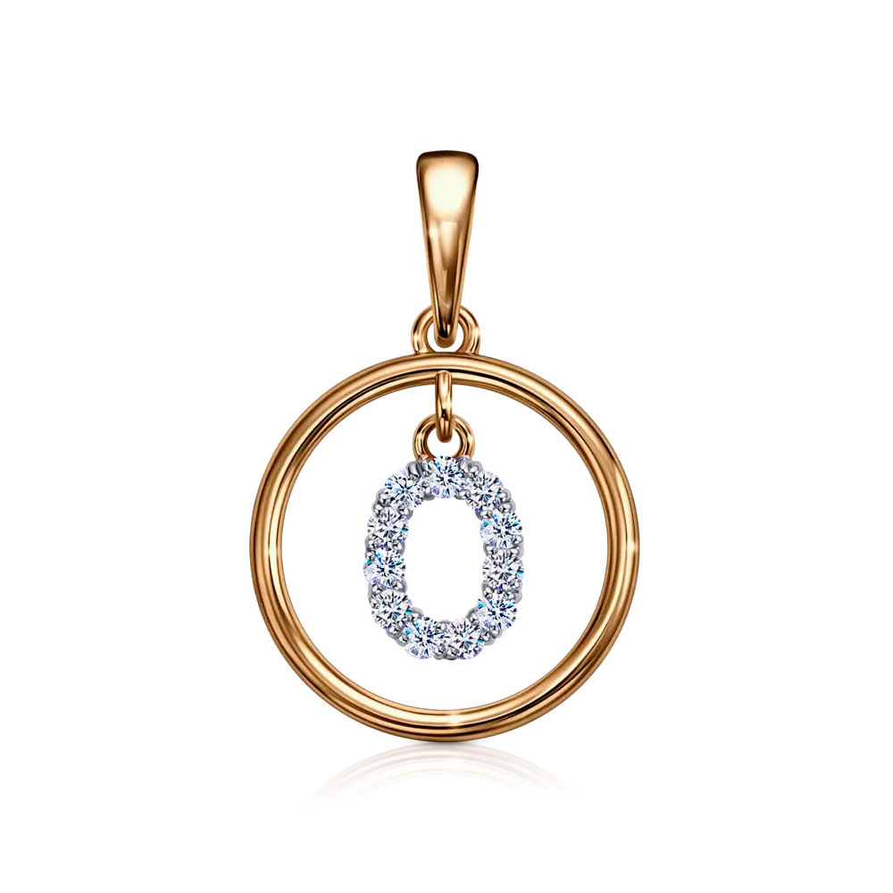 Pandantiv din aur roșu cu pietre Cubic Zirconia Incolor