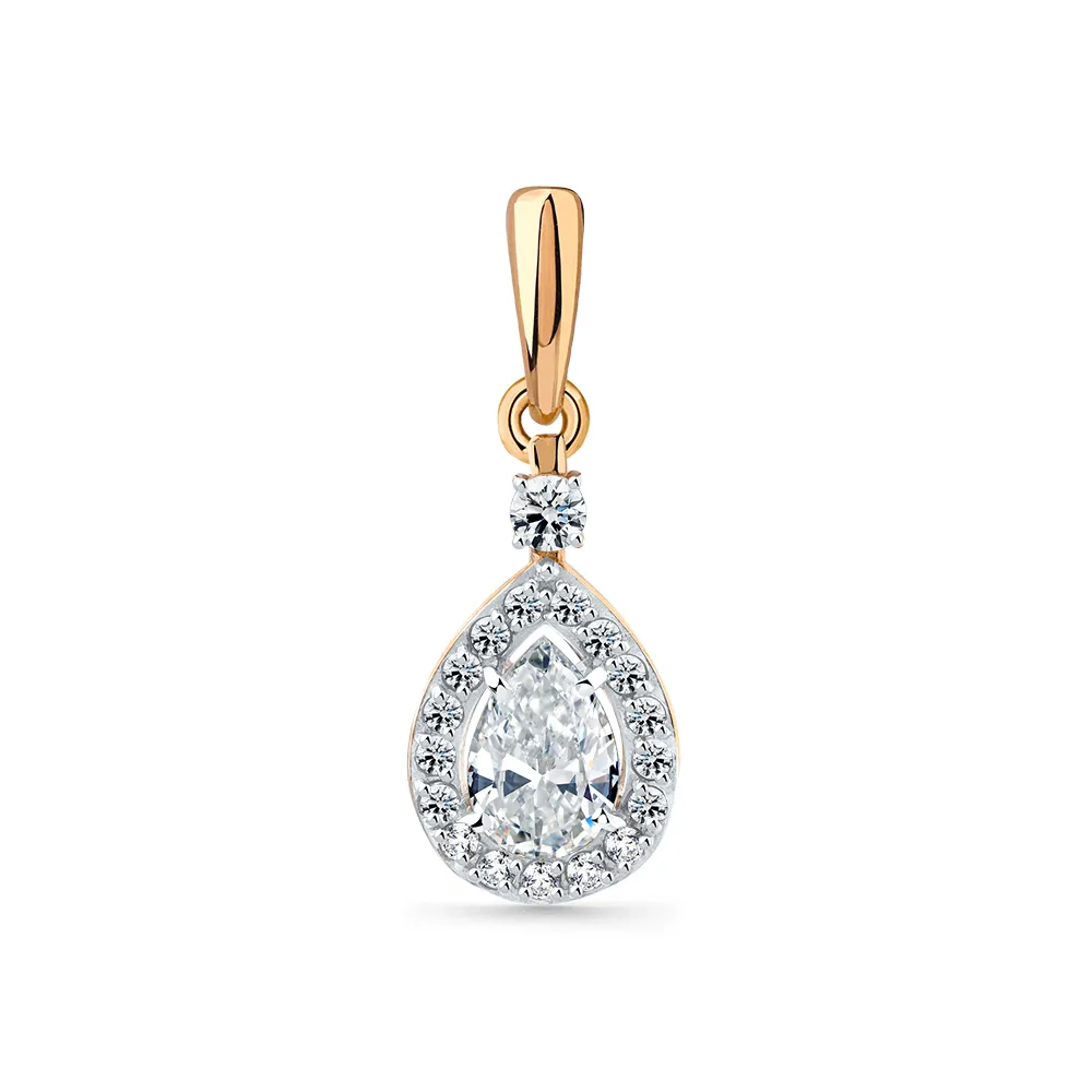 Pandantiv din aur roșu cu Cubic Zirconia Incolor