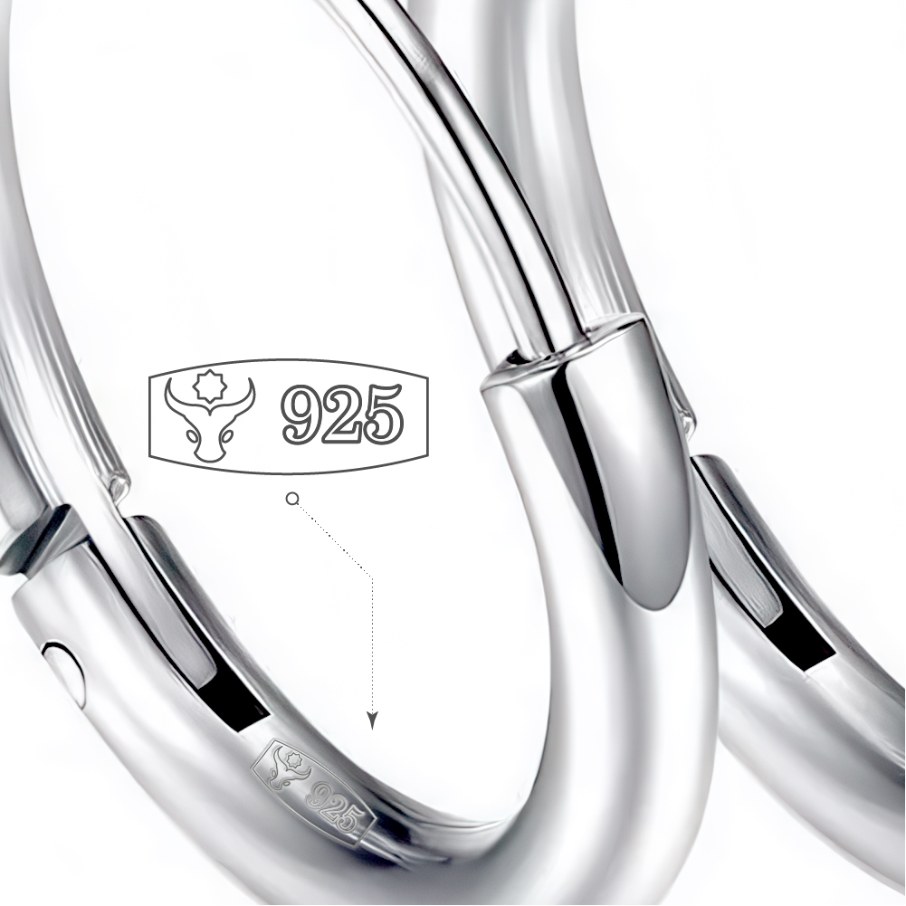 Cercei Creole din argint  cu pietre Cubic Zirconia Incolor
