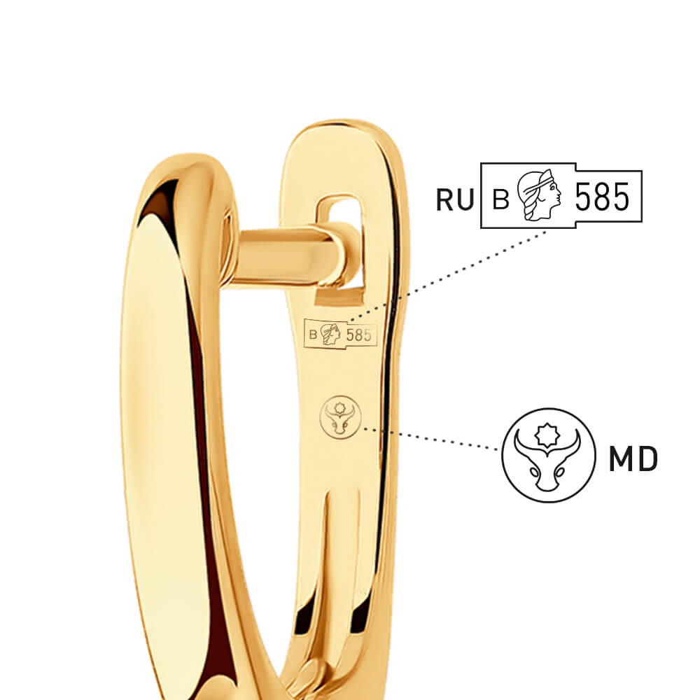 Cercei din aur roșu cu pietre Cubic Zirconia Incolor, Topaz Swiss