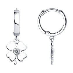 Cercei Creole din argint  cu pietre Cubic Zirconia Incolor