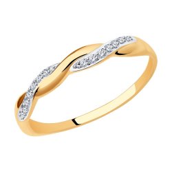 Inel din aur roșu cu pietre Cubic Zirconia Incolor