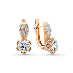 Cercei din aur roșu cu Cubic Zirconia Incolor