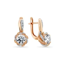 Cercei din aur roșu cu Cubic Zirconia Incolor