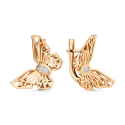 Cercei din aur roșu cu Cubic Zirconia Incolor