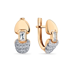 Cercei din aur roșu cu pietre Cubic Zirconia Incolor
