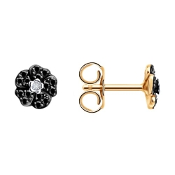 Cercei Pusete din aur roșu cu pietre Diamant, Diamant negru