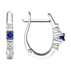 Cercei din aur alb cu pietre Diamant, Safir