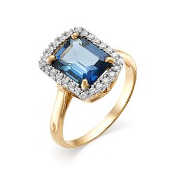 Inel din aur roșu cu pietre Cubic Zirconia Incolor, Topaz London