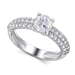 Inel din argint  cu pietre Cubic Zirconia Incolor, Cristal de munte