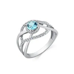 Inel din aur alb cu Cubic Zirconia Incolor, Topaz Swiss