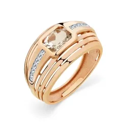 Inel din aur roșu cu Cubic Zirconia Incolor, Prasiolit