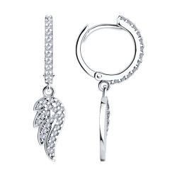 Cercei Creole din argint  cu pietre Cubic Zirconia Incolor