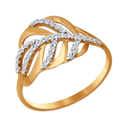 Inel din aur roșu cu pietre Cubic Zirconia Incolor