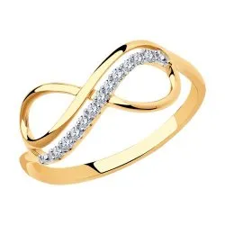 Inel din aur roșu cu Cubic Zirconia Incolor
