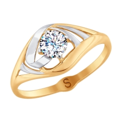 Inel din aur roșu cu pietre Cubic Zirconia Incolor