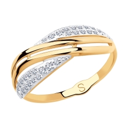Inel din aur roșu cu pietre Cubic Zirconia Incolor