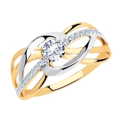 Inel din aur roșu cu pietre Cubic Zirconia Incolor
