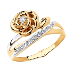 Inel din aur roșu cu pietre Cubic Zirconia Incolor